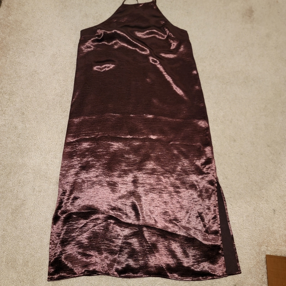 A New Day Dark Red Satin Sleeveless Midi Slip Dress Women's Size M NWT - Picture 3 of 5